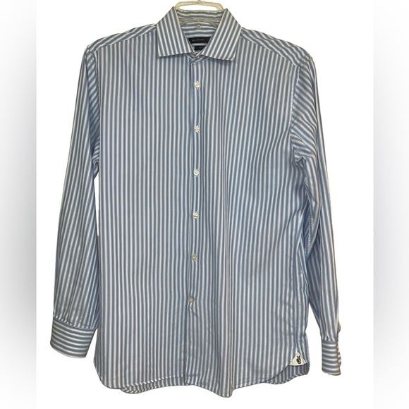 John Varvatos trim fit long sleeve stripe shirt. Size 16  34/35 GUC - Picture 6 of 10